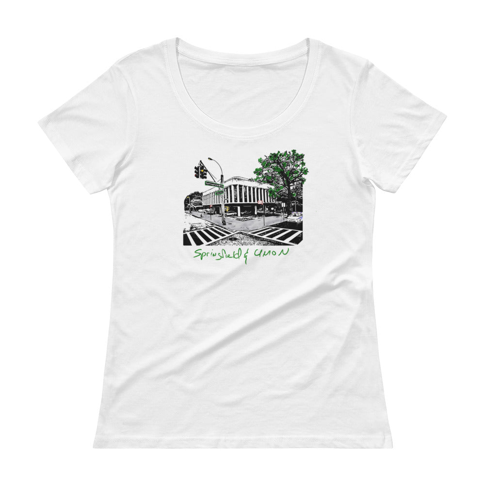 Ladies' Scoopneck Hand Drawn Bank T-Shirt